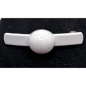 Vintage‎ 2.25" made France Barrette Hair Clip White Ball Acetate Hair Accessory